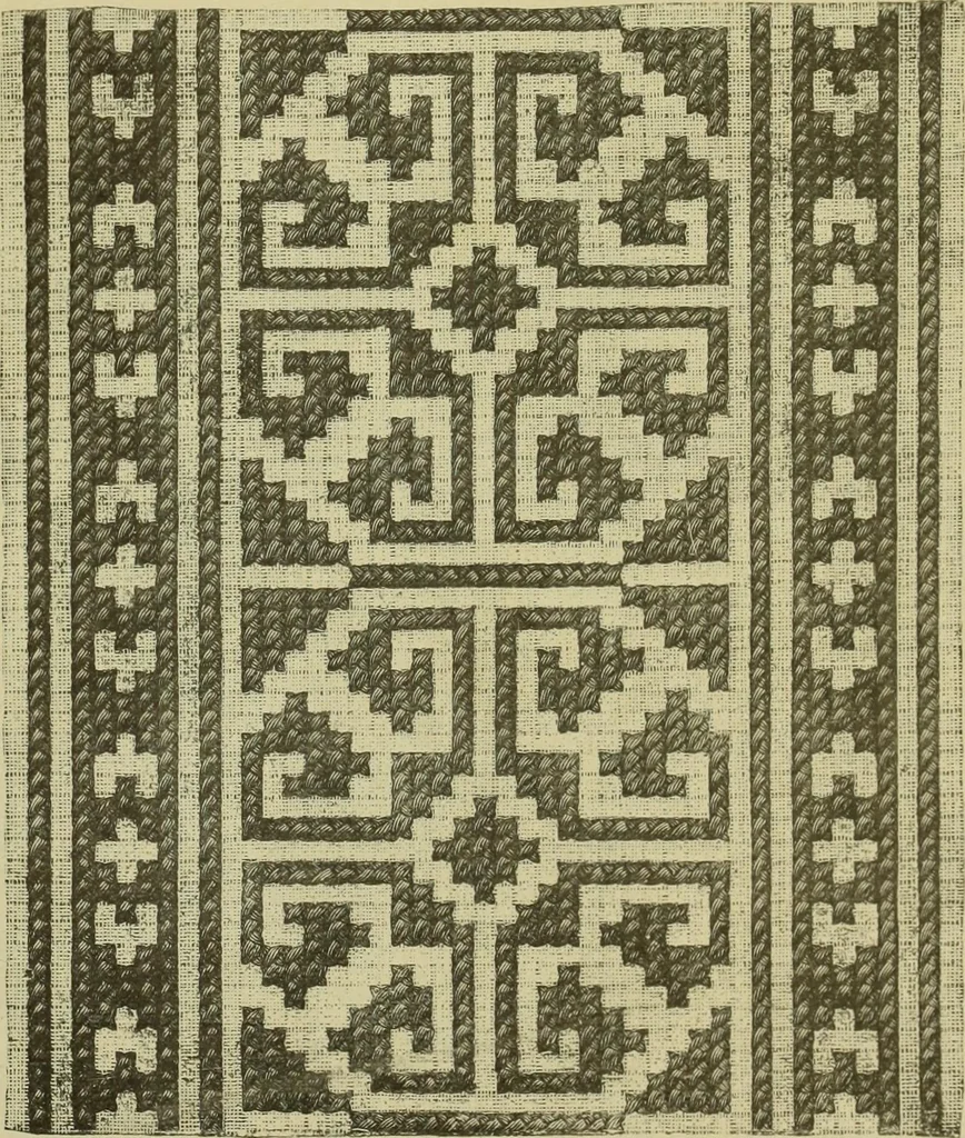 An illustration from The dictionary of needlework : an encyclopaedia of artistic, plain, and fancy needlework dealing fully with the details of all the stitches employed, the method of working, the materials used, the meaning of technical terms, and, where necessary, tracing the origin and history of the various works described, 1882, leaf 151