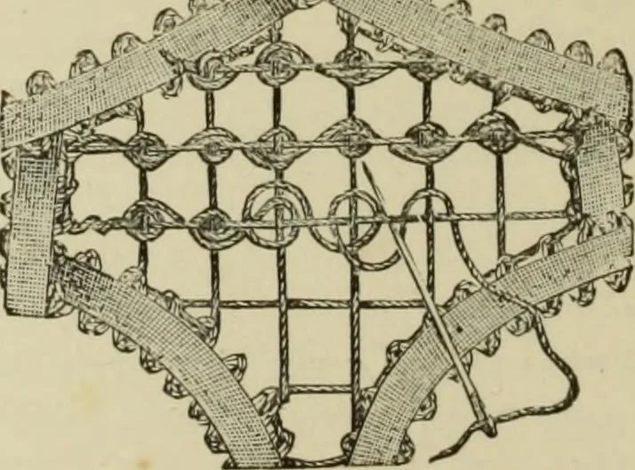 An illustration from The dictionary of needlework : an encyclopaedia of artistic, plain, and fancy needlework dealing fully with the details of all the stitches employed, the method of working, the materials used, the meaning of technical terms, and, where necessary, tracing the origin and history of the various works described, 1882, leaf 18