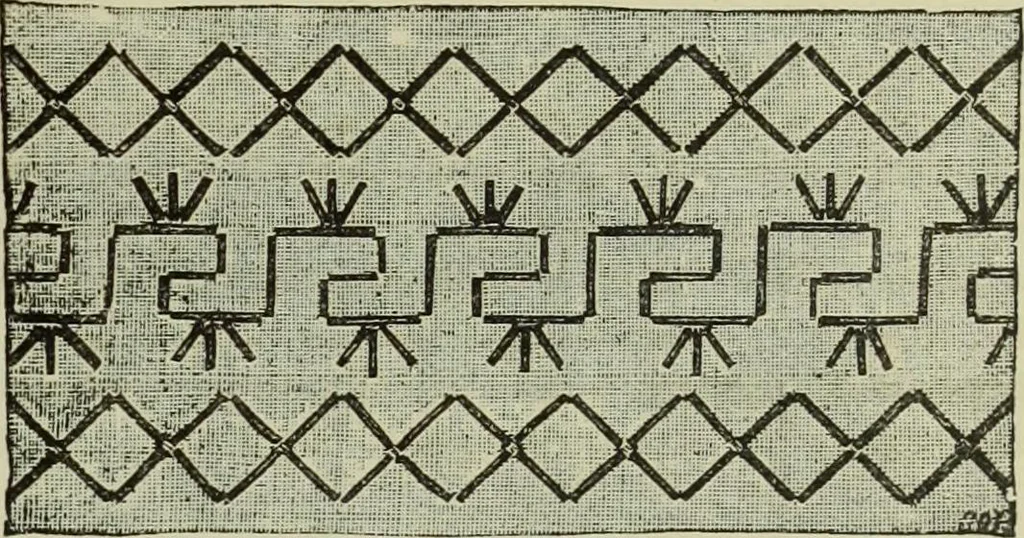 An illustration from The dictionary of needlework : an encyclopaedia of artistic, plain, and fancy needlework dealing fully with the details of all the stitches employed, the method of working, the materials used, the meaning of technical terms, and, where necessary, tracing the origin and history of the various works described, 1882, leaf 37
