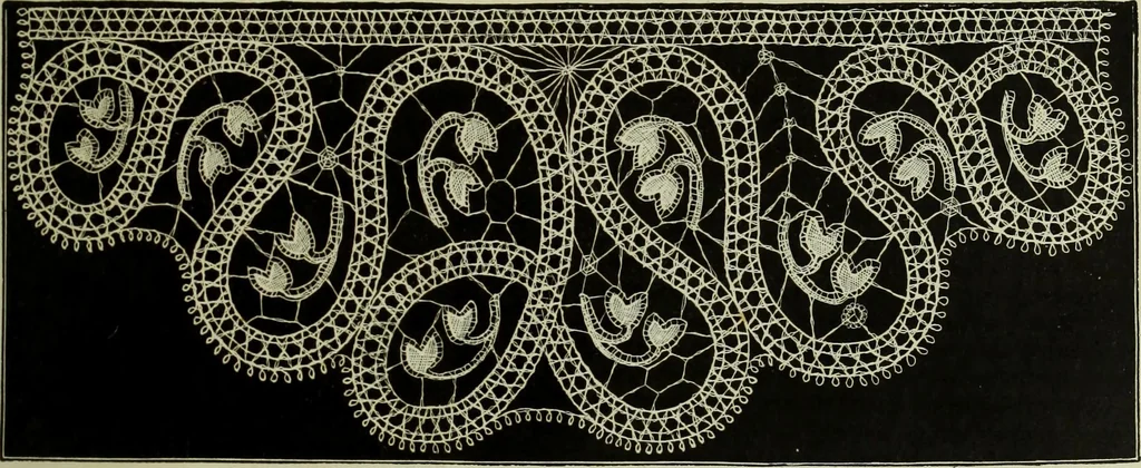 An illustration from The dictionary of needlework : an encyclopaedia of artistic, plain, and fancy needlework dealing fully with the details of all the stitches employed, the method of working, the materials used, the meaning of technical terms, and, where necessary, tracing the origin and history of the various works described, 1882, leaf 43