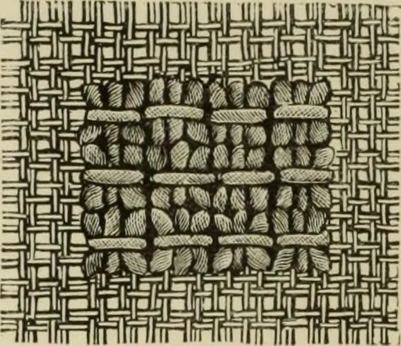 An illustration from The dictionary of needlework : an encyclopaedia of artistic, plain, and fancy needlework dealing fully with the details of all the stitches employed, the method of working, the materials used, the meaning of technical terms, and, where necessary, tracing the origin and history of the various works described, 1882, leaf 48