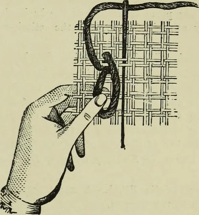 An illustration from The dictionary of needlework : an encyclopaedia of artistic, plain, and fancy needlework dealing fully with the details of all the stitches employed, the method of working, the materials used, the meaning of technical terms, and, where necessary, tracing the origin and history of the various works described, 1882, leaf 49