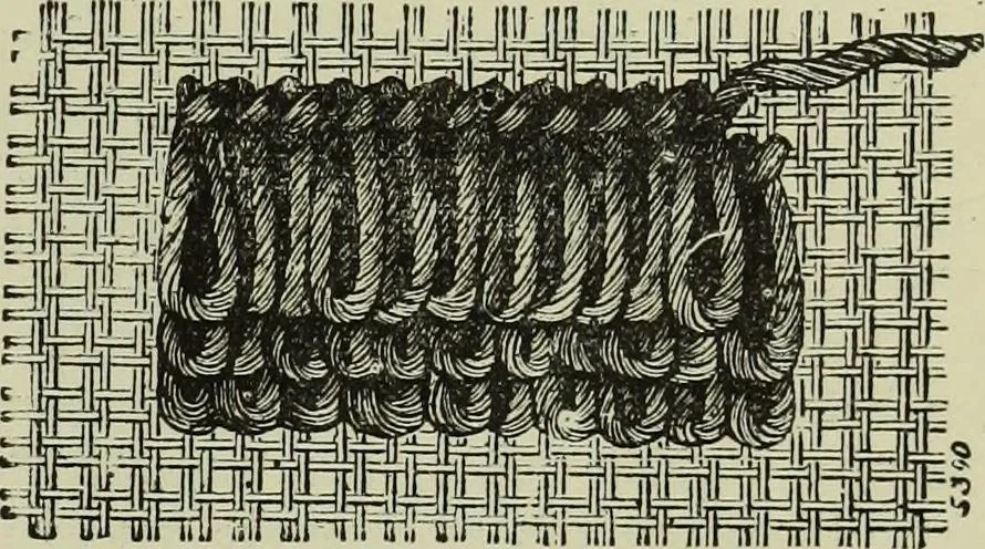 An illustration from The dictionary of needlework : an encyclopaedia of artistic, plain, and fancy needlework dealing fully with the details of all the stitches employed, the method of working, the materials used, the meaning of technical terms, and, where necessary, tracing the origin and history of the various works described, 1882, leaf 49