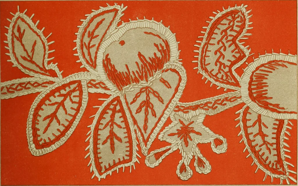 An illustration from The dictionary of needlework : an encyclopaedia of artistic, plain, and fancy needlework dealing fully with the details of all the stitches employed, the method of working, the materials used, the meaning of technical terms, and, where necessary, tracing the origin and history of the various works described, 1882, leaf 59