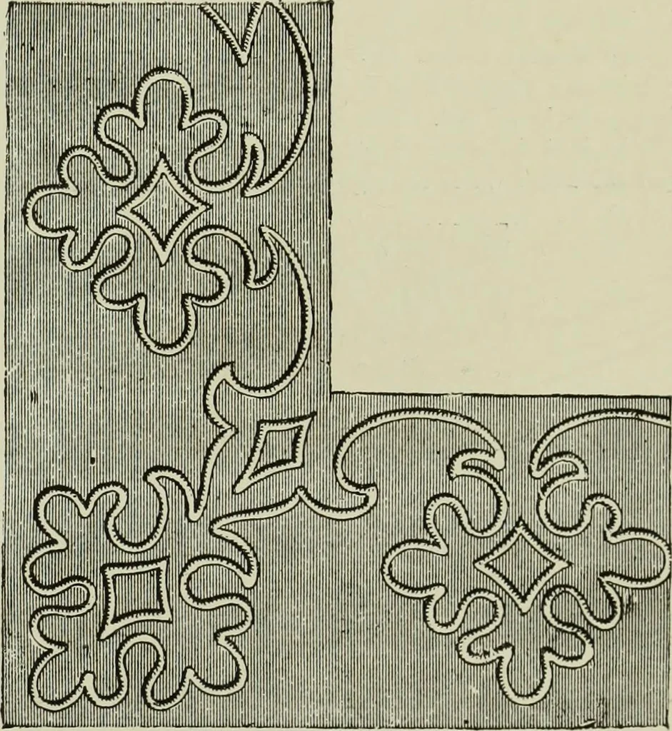 An illustration from The dictionary of needlework : an encyclopaedia of artistic, plain, and fancy needlework dealing fully with the details of all the stitches employed, the method of working, the materials used, the meaning of technical terms, and, where necessary, tracing the origin and history of the various works described, 1882, leaf 113