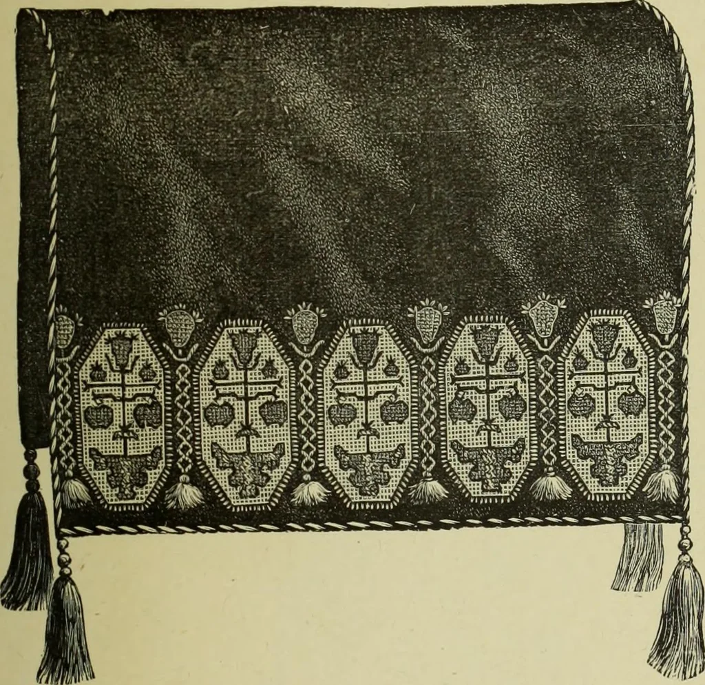 An illustration from The dictionary of needlework : an encyclopaedia of artistic, plain, and fancy needlework dealing fully with the details of all the stitches employed, the method of working, the materials used, the meaning of technical terms, and, where necessary, tracing the origin and history of the various works described, 1882, leaf 149