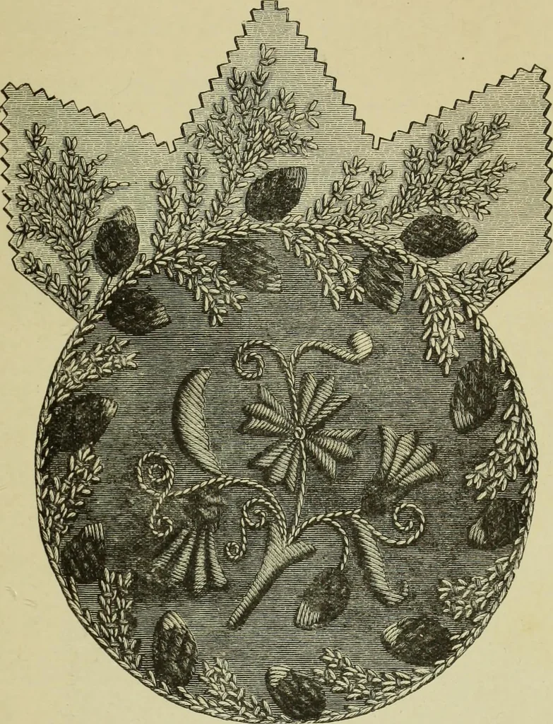 An illustration from The dictionary of needlework : an encyclopaedia of artistic, plain, and fancy needlework dealing fully with the details of all the stitches employed, the method of working, the materials used, the meaning of technical terms, and, where necessary, tracing the origin and history of the various works described, 1882, leaf 153