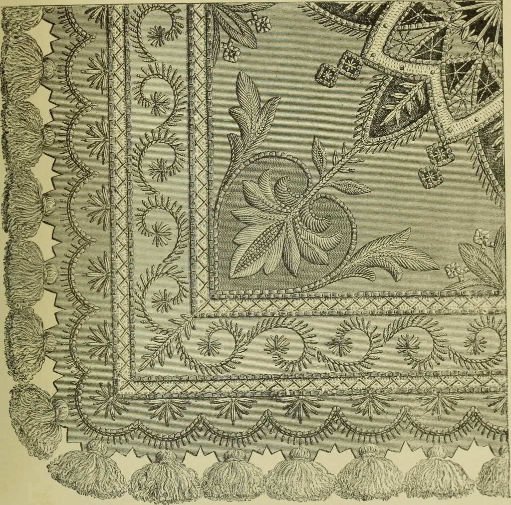 An illustration from The dictionary of needlework : an encyclopaedia of artistic, plain, and fancy needlework dealing fully with the details of all the stitches employed, the method of working, the materials used, the meaning of technical terms, and, where necessary, tracing the origin and history of the various works described, 1882, leaf 159