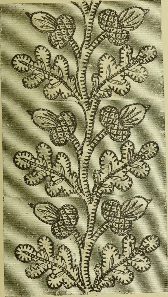 An illustration from The dictionary of needlework : an encyclopaedia of artistic, plain, and fancy needlework dealing fully with the details of all the stitches employed, the method of working, the materials used, the meaning of technical terms, and, where necessary, tracing the origin and history of the various works described, 1882, leaf 167