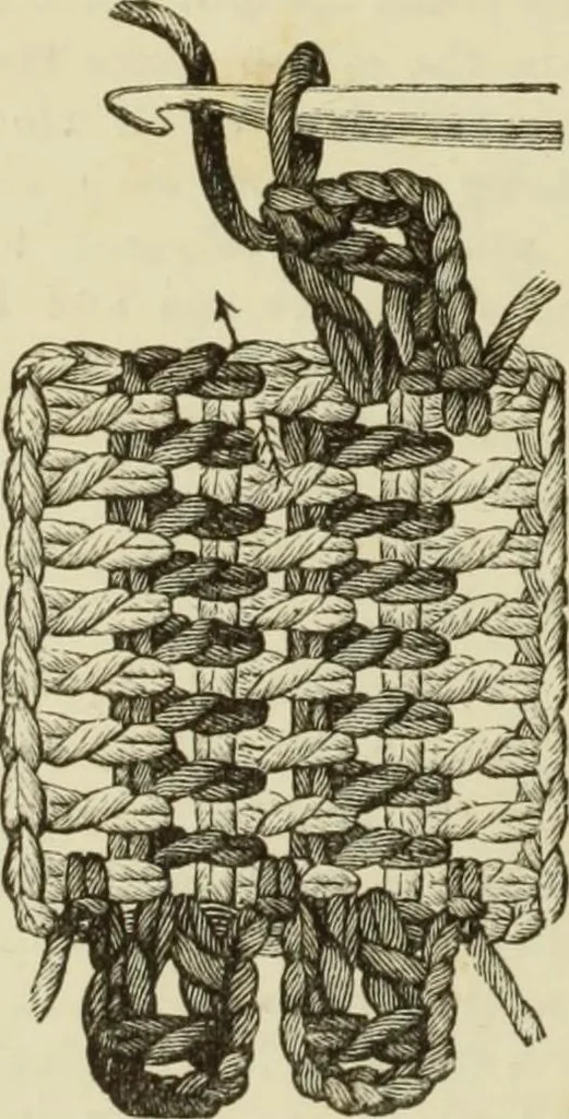 An illustration from The dictionary of needlework : an encyclopaedia of artistic, plain, and fancy needlework dealing fully with the details of all the stitches employed, the method of working, the materials used, the meaning of technical terms, and, where necessary, tracing the origin and history of the various works described, 1882, leaf 18