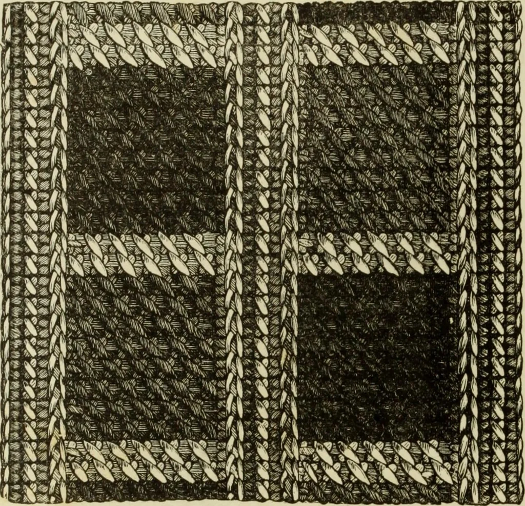 An illustration from The dictionary of needlework : an encyclopaedia of artistic, plain, and fancy needlework dealing fully with the details of all the stitches employed, the method of working, the materials used, the meaning of technical terms, and, where necessary, tracing the origin and history of the various works described, 1882, leaf 20