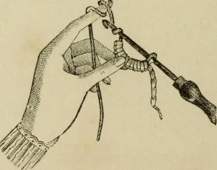 An illustration from The dictionary of needlework : an encyclopaedia of artistic, plain, and fancy needlework dealing fully with the details of all the stitches employed, the method of working, the materials used, the meaning of technical terms, and, where necessary, tracing the origin and history of the various works described, 1882, leaf 32