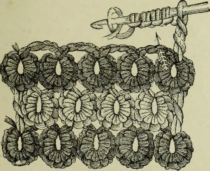 An illustration from The dictionary of needlework : an encyclopaedia of artistic, plain, and fancy needlework dealing fully with the details of all the stitches employed, the method of working, the materials used, the meaning of technical terms, and, where necessary, tracing the origin and history of the various works described, 1882, leaf 35