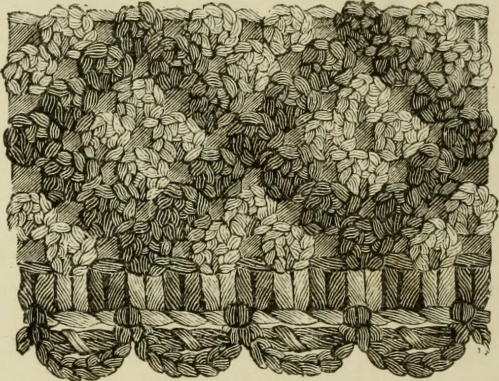 An illustration from The dictionary of needlework : an encyclopaedia of artistic, plain, and fancy needlework dealing fully with the details of all the stitches employed, the method of working, the materials used, the meaning of technical terms, and, where necessary, tracing the origin and history of the various works described, 1882, leaf 42