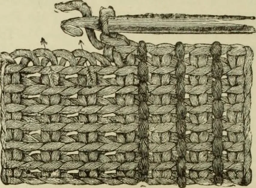 An illustration from The dictionary of needlework : an encyclopaedia of artistic, plain, and fancy needlework dealing fully with the details of all the stitches employed, the method of working, the materials used, the meaning of technical terms, and, where necessary, tracing the origin and history of the various works described, 1882, leaf 44
