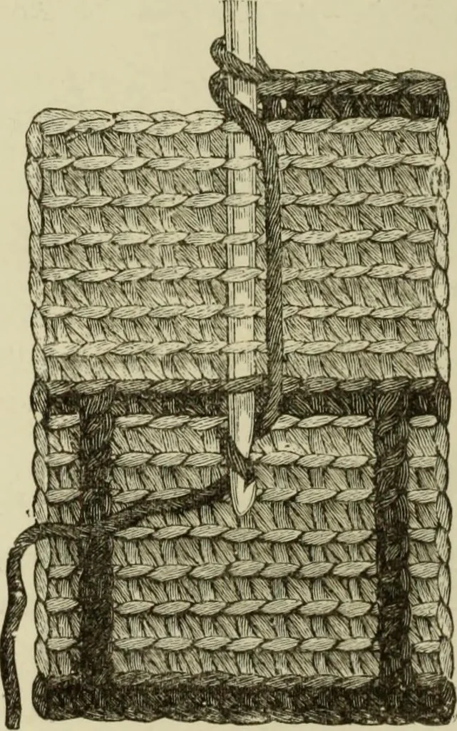 An illustration from The dictionary of needlework : an encyclopaedia of artistic, plain, and fancy needlework dealing fully with the details of all the stitches employed, the method of working, the materials used, the meaning of technical terms, and, where necessary, tracing the origin and history of the various works described, 1882, leaf 44