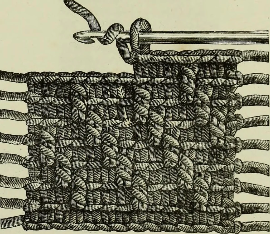 An illustration from The dictionary of needlework : an encyclopaedia of artistic, plain, and fancy needlework dealing fully with the details of all the stitches employed, the method of working, the materials used, the meaning of technical terms, and, where necessary, tracing the origin and history of the various works described, 1882, leaf 45