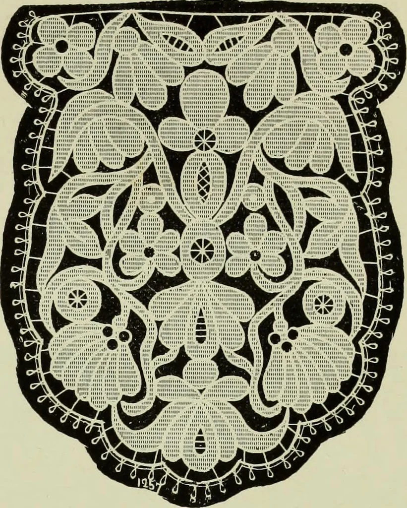 An illustration from The dictionary of needlework : an encyclopaedia of artistic, plain, and fancy needlework dealing fully with the details of all the stitches employed, the method of working, the materials used, the meaning of technical terms, and, where necessary, tracing the origin and history of the various works described, 1882, leaf 61