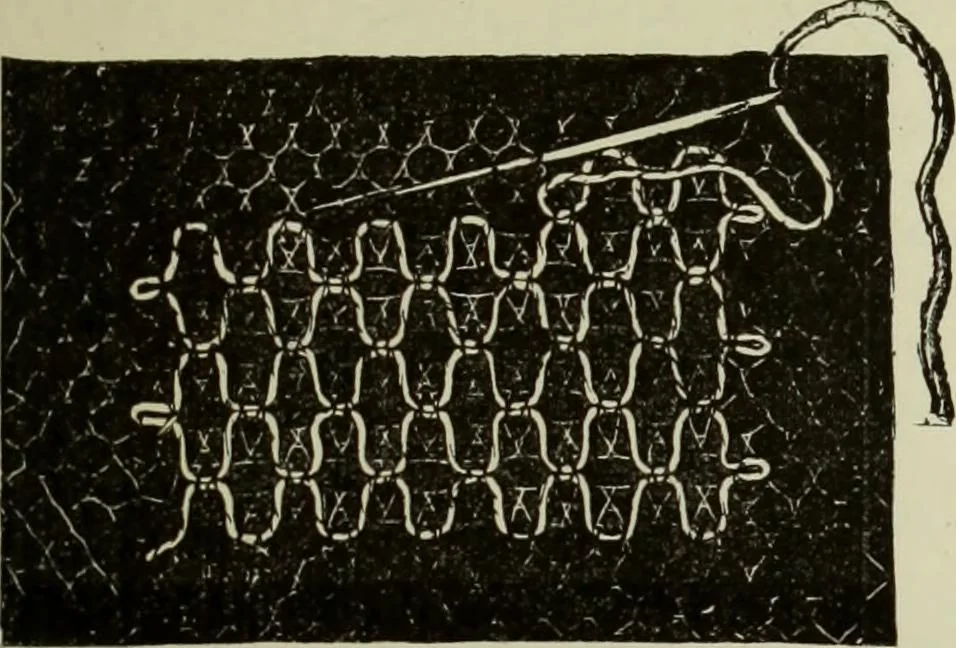 An illustration from The dictionary of needlework : an encyclopaedia of artistic, plain, and fancy needlework dealing fully with the details of all the stitches employed, the method of working, the materials used, the meaning of technical terms, and, where necessary, tracing the origin and history of the various works described, 1882, leaf 69