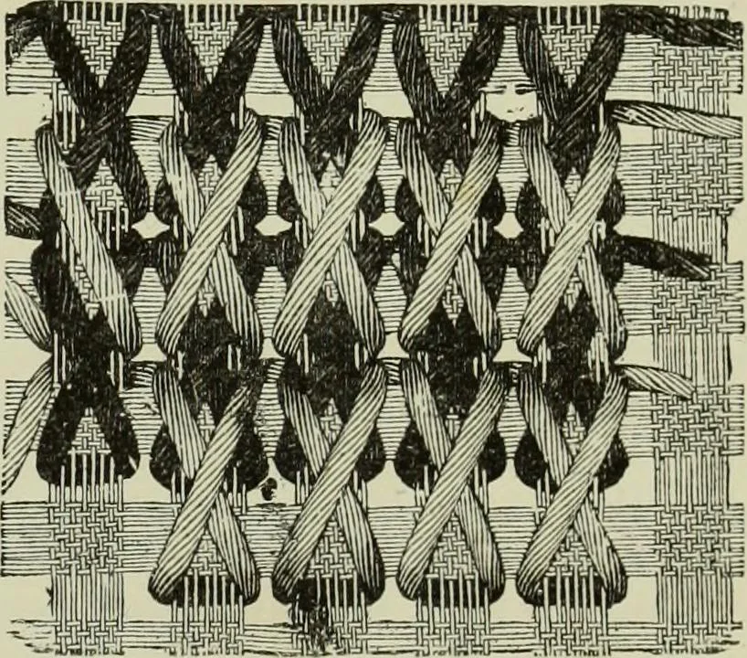 An illustration from The dictionary of needlework : an encyclopaedia of artistic, plain, and fancy needlework dealing fully with the details of all the stitches employed, the method of working, the materials used, the meaning of technical terms, and, where necessary, tracing the origin and history of the various works described, 1882, leaf 81