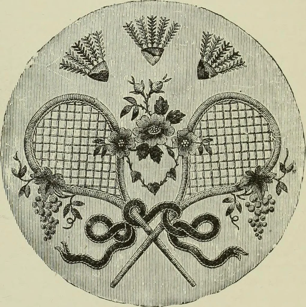 An illustration from The dictionary of needlework : an encyclopaedia of artistic, plain, and fancy needlework dealing fully with the details of all the stitches employed, the method of working, the materials used, the meaning of technical terms, and, where necessary, tracing the origin and history of the various works described, 1882, leaf 99