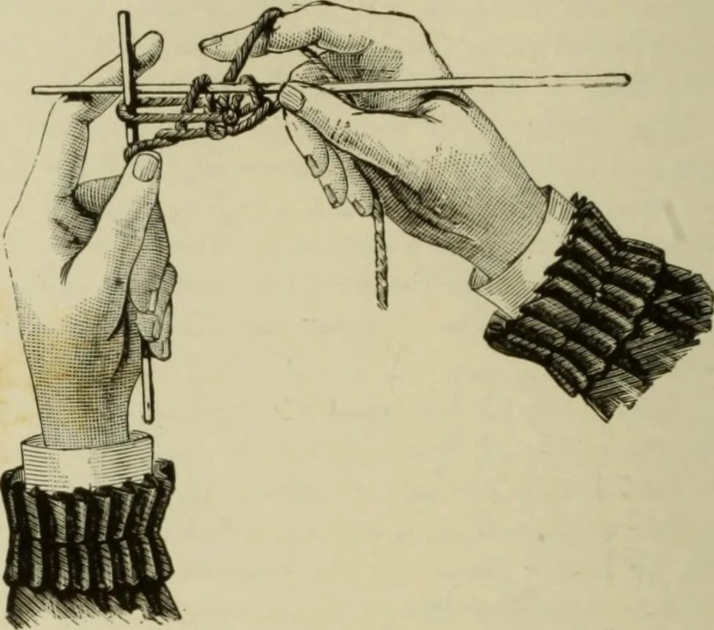 An illustration from The dictionary of needlework : an encyclopaedia of artistic, plain, and fancy needlework dealing fully with the details of all the stitches employed, the method of working, the materials used, the meaning of technical terms, and, where necessary, tracing the origin and history of the various works described, 1882, leaf 112