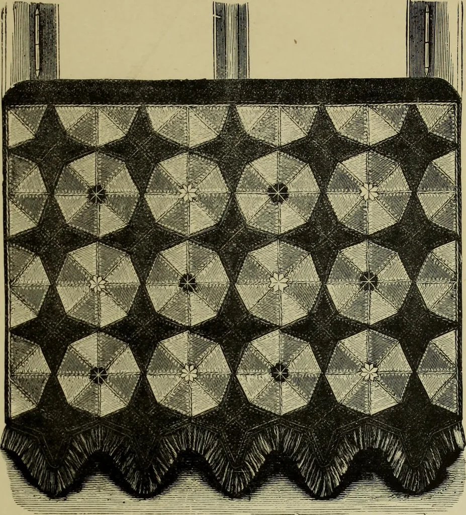 An illustration from The dictionary of needlework : an encyclopaedia of artistic, plain, and fancy needlework dealing fully with the details of all the stitches employed, the method of working, the materials used, the meaning of technical terms, and, where necessary, tracing the origin and history of the various works described, 1882, leaf 127