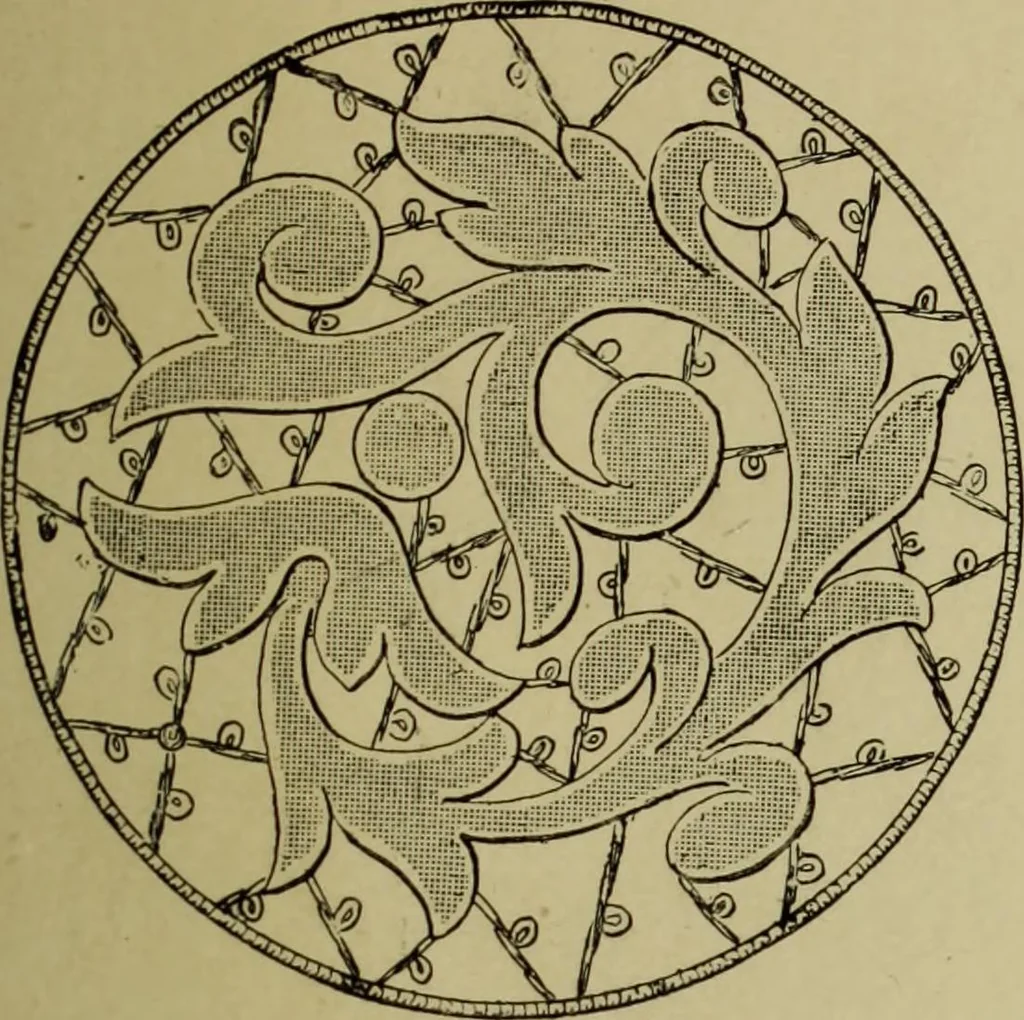 An illustration from The dictionary of needlework : an encyclopaedia of artistic, plain, and fancy needlework dealing fully with the details of all the stitches employed, the method of working, the materials used, the meaning of technical terms, and, where necessary, tracing the origin and history of the various works described, 1882, leaf 135