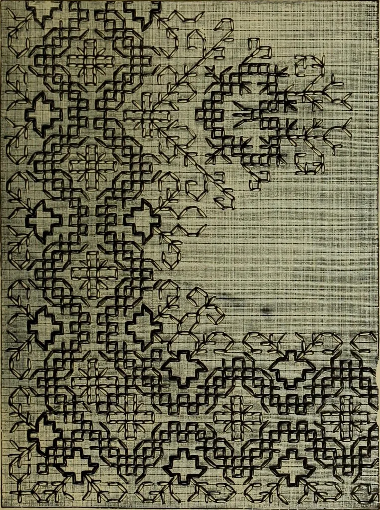 An illustration from The dictionary of needlework : an encyclopaedia of artistic, plain, and fancy needlework dealing fully with the details of all the stitches employed, the method of working, the materials used, the meaning of technical terms, and, where necessary, tracing the origin and history of the various works described, 1882, leaf 135