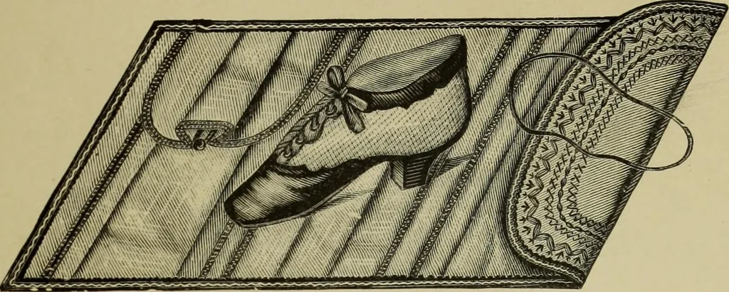 An illustration from The dictionary of needlework : an encyclopaedia of artistic, plain, and fancy needlework dealing fully with the details of all the stitches employed, the method of working, the materials used, the meaning of technical terms, and, where necessary, tracing the origin and history of the various works described, 1882, leaf 137