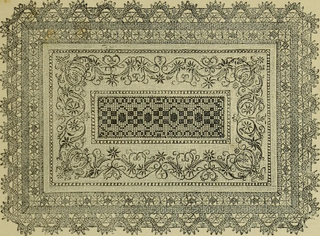 An illustration from The dictionary of needlework : an encyclopaedia of artistic, plain, and fancy needlework dealing fully with the details of all the stitches employed, the method of working, the materials used, the meaning of technical terms, and, where necessary, tracing the origin and history of the various works described, 1882, leaf 157