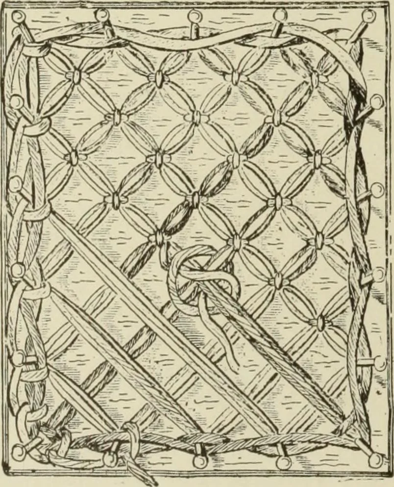 An illustration from The dictionary of needlework : an encyclopaedia of artistic, plain, and fancy needlework dealing fully with the details of all the stitches employed, the method of working, the materials used, the meaning of technical terms, and, where necessary, tracing the origin and history of the various works described, 1882, leaf 32