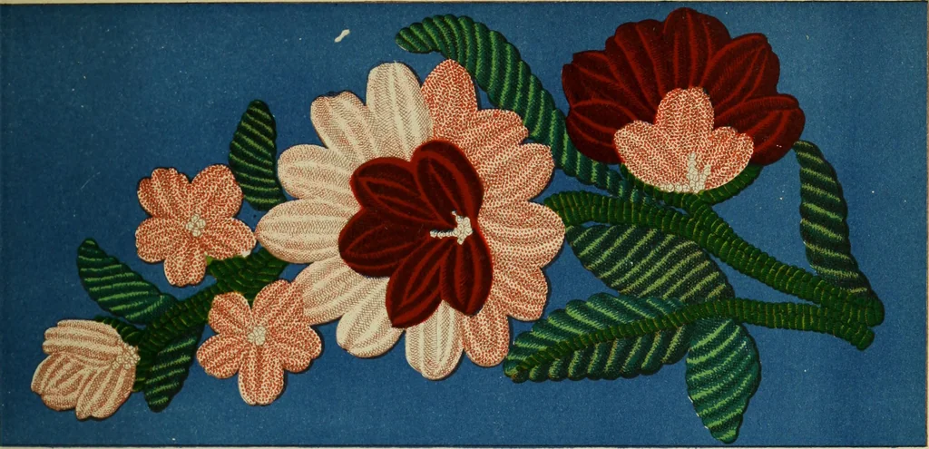 An illustration from The dictionary of needlework : an encyclopaedia of artistic, plain, and fancy needlework dealing fully with the details of all the stitches employed, the method of working, the materials used, the meaning of technical terms, and, where necessary, tracing the origin and history of the various works described, 1882, leaf 35