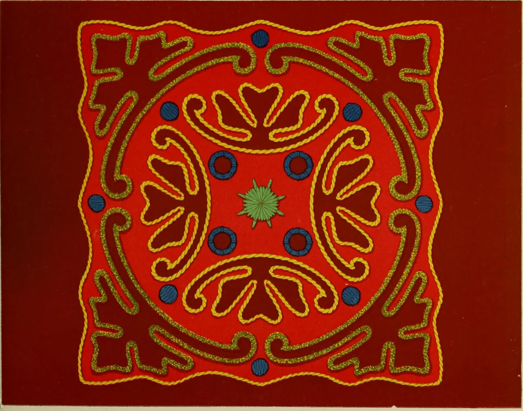 An illustration from The dictionary of needlework : an encyclopaedia of artistic, plain, and fancy needlework dealing fully with the details of all the stitches employed, the method of working, the materials used, the meaning of technical terms, and, where necessary, tracing the origin and history of the various works described, 1882, leaf 35