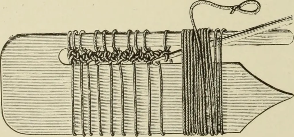 An illustration from The dictionary of needlework : an encyclopaedia of artistic, plain, and fancy needlework dealing fully with the details of all the stitches employed, the method of working, the materials used, the meaning of technical terms, and, where necessary, tracing the origin and history of the various works described, 1882, leaf 38