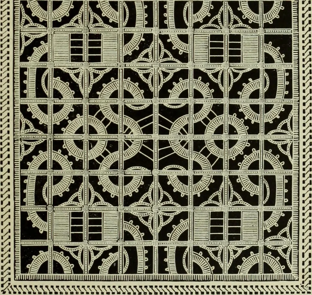 An illustration from The dictionary of needlework : an encyclopaedia of artistic, plain, and fancy needlework dealing fully with the details of all the stitches employed, the method of working, the materials used, the meaning of technical terms, and, where necessary, tracing the origin and history of the various works described, 1882, leaf 49
