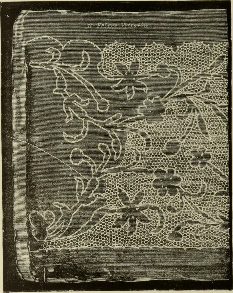 An illustration from The dictionary of needlework : an encyclopaedia of artistic, plain, and fancy needlework dealing fully with the details of all the stitches employed, the method of working, the materials used, the meaning of technical terms, and, where necessary, tracing the origin and history of the various works described, 1882, leaf 54