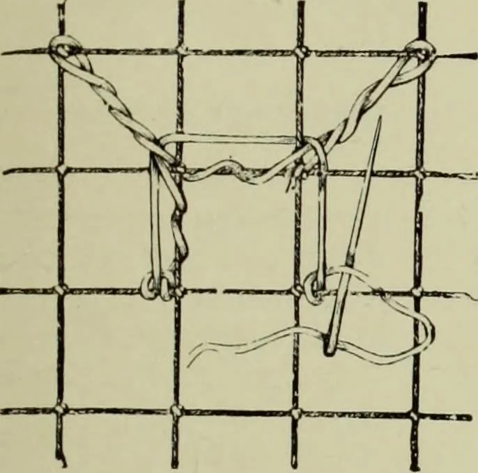 An illustration from The dictionary of needlework : an encyclopaedia of artistic, plain, and fancy needlework dealing fully with the details of all the stitches employed, the method of working, the materials used, the meaning of technical terms, and, where necessary, tracing the origin and history of the various works described, 1882, leaf 57