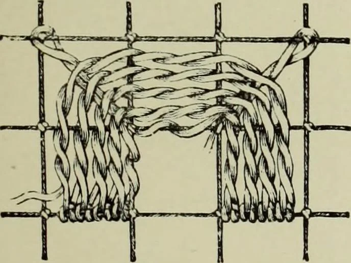 An illustration from The dictionary of needlework : an encyclopaedia of artistic, plain, and fancy needlework dealing fully with the details of all the stitches employed, the method of working, the materials used, the meaning of technical terms, and, where necessary, tracing the origin and history of the various works described, 1882, leaf 57