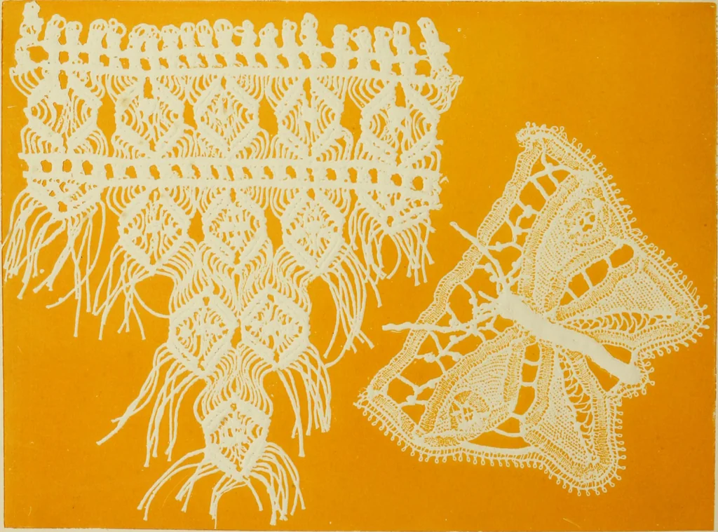 An illustration from The dictionary of needlework : an encyclopaedia of artistic, plain, and fancy needlework dealing fully with the details of all the stitches employed, the method of working, the materials used, the meaning of technical terms, and, where necessary, tracing the origin and history of the various works described, 1882, leaf 6