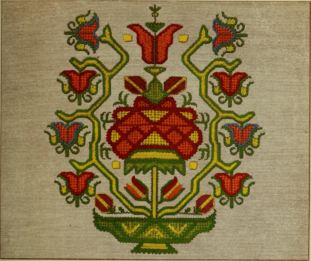 An illustration from The dictionary of needlework : an encyclopaedia of artistic, plain, and fancy needlework dealing fully with the details of all the stitches employed, the method of working, the materials used, the meaning of technical terms, and, where necessary, tracing the origin and history of the various works described, 1882, leaf 63