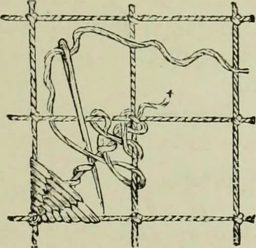 An illustration from The dictionary of needlework : an encyclopaedia of artistic, plain, and fancy needlework dealing fully with the details of all the stitches employed, the method of working, the materials used, the meaning of technical terms, and, where necessary, tracing the origin and history of the various works described, 1882, leaf 65