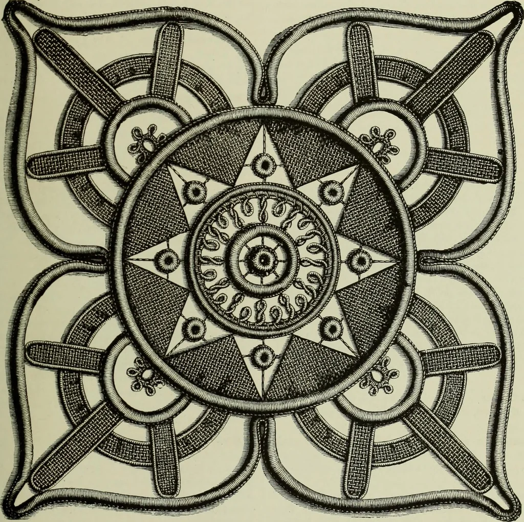 An illustration from The dictionary of needlework : an encyclopaedia of artistic, plain, and fancy needlework dealing fully with the details of all the stitches employed, the method of working, the materials used, the meaning of technical terms, and, where necessary, tracing the origin and history of the various works described, 1882, leaf 71
