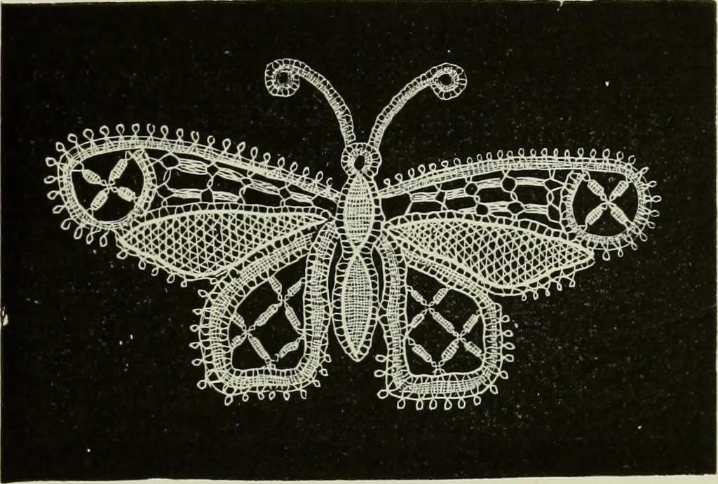 An illustration from The dictionary of needlework : an encyclopaedia of artistic, plain, and fancy needlework dealing fully with the details of all the stitches employed, the method of working, the materials used, the meaning of technical terms, and, where necessary, tracing the origin and history of the various works described, 1882, leaf 73