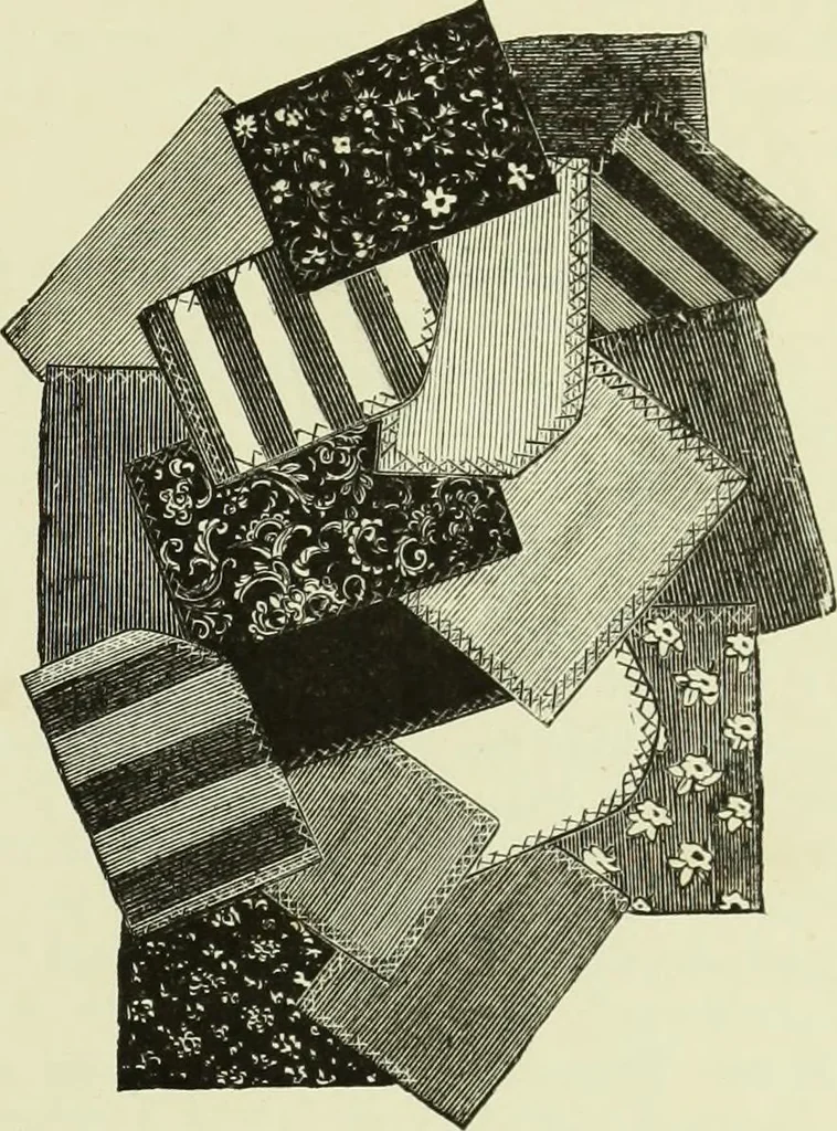 An illustration from The dictionary of needlework : an encyclopaedia of artistic, plain, and fancy needlework dealing fully with the details of all the stitches employed, the method of working, the materials used, the meaning of technical terms, and, where necessary, tracing the origin and history of the various works described, 1882, leaf 110