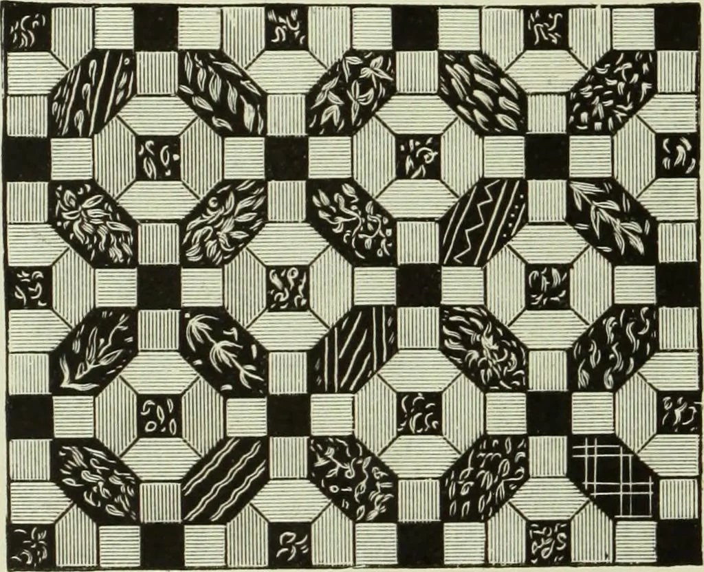 An illustration from The dictionary of needlework : an encyclopaedia of artistic, plain, and fancy needlework dealing fully with the details of all the stitches employed, the method of working, the materials used, the meaning of technical terms, and, where necessary, tracing the origin and history of the various works described, 1882, leaf 115