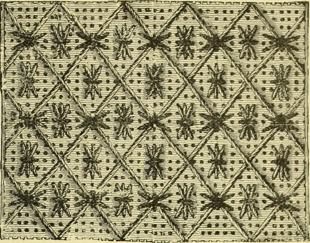 An illustration from The dictionary of needlework : an encyclopaedia of artistic, plain, and fancy needlework dealing fully with the details of all the stitches employed, the method of working, the materials used, the meaning of technical terms, and, where necessary, tracing the origin and history of the various works described, 1882, leaf 126