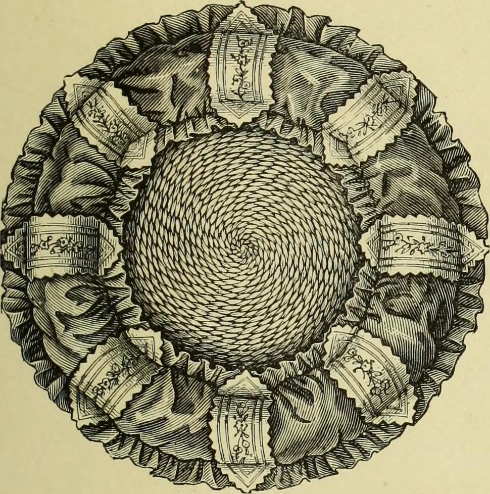 An illustration from The dictionary of needlework : an encyclopaedia of artistic, plain, and fancy needlework dealing fully with the details of all the stitches employed, the method of working, the materials used, the meaning of technical terms, and, where necessary, tracing the origin and history of the various works described, 1882, leaf 142