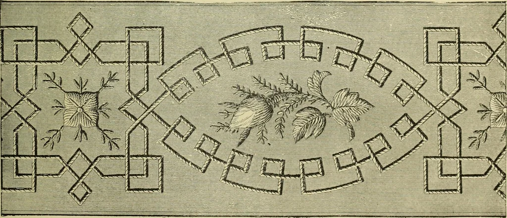 An illustration from The dictionary of needlework : an encyclopaedia of artistic, plain, and fancy needlework dealing fully with the details of all the stitches employed, the method of working, the materials used, the meaning of technical terms, and, where necessary, tracing the origin and history of the various works described, 1882, leaf 146