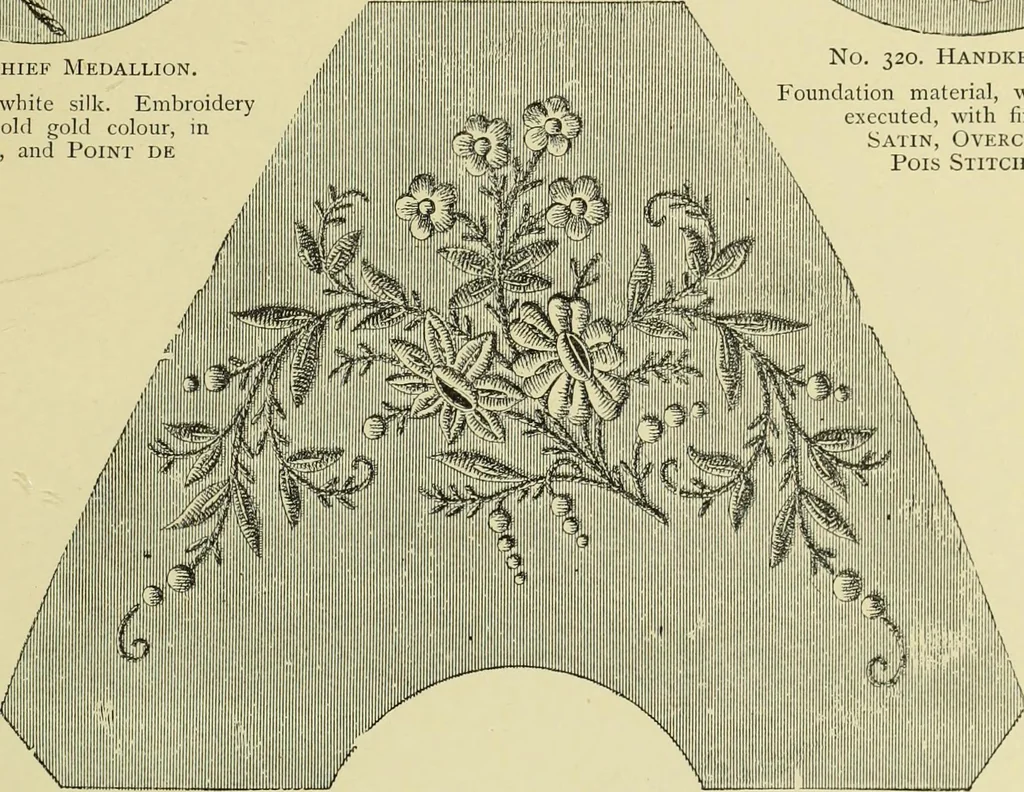 An illustration from The dictionary of needlework : an encyclopaedia of artistic, plain, and fancy needlework dealing fully with the details of all the stitches employed, the method of working, the materials used, the meaning of technical terms, and, where necessary, tracing the origin and history of the various works described, 1882, leaf 152